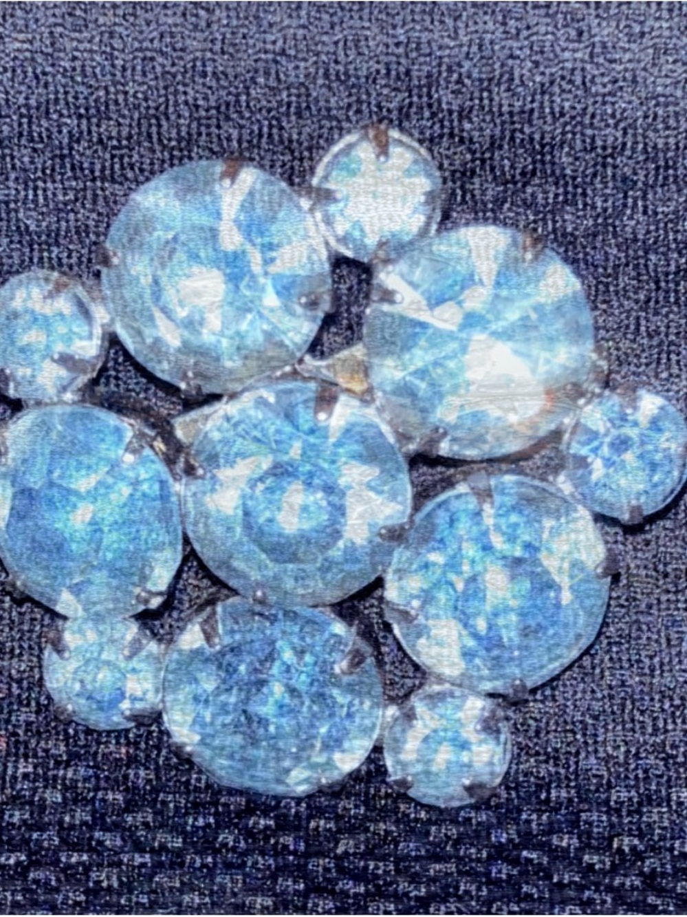 Vintage Blue Moonstone Rhinestone Brooch